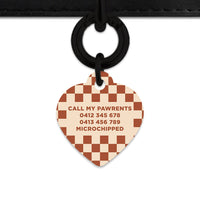Bailey And Bone Pet Tag Brown And Beige Checkers Pet Tag