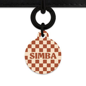 Bailey And Bone Pet Tag Brown And Beige Checkers Pet Tag