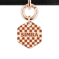 Bailey And Bone Pet Tag Brown And Beige Checkers Pet Tag