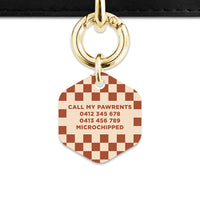 Bailey And Bone Pet Tag Brown And Beige Checkers Pet Tag