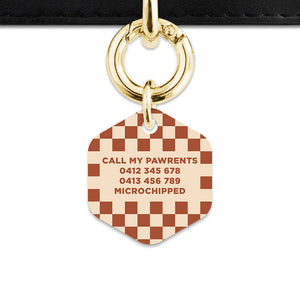 Bailey And Bone Pet Tag Brown And Beige Checkers Pet Tag