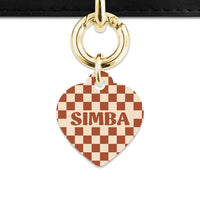 Bailey And Bone Pet Tag Brown And Beige Checkers Pet Tag