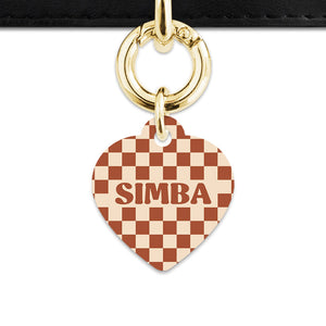 Bailey And Bone Pet Tag Brown And Beige Checkers Pet Tag