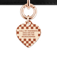 Bailey And Bone Pet Tag Brown And Beige Checkers Pet Tag