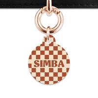 Bailey And Bone Pet Tag Brown And Beige Checkers Pet Tag