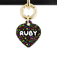 Bailey And Bone Pet Tag Heart / Gold Black Rainbow Terrazzo Pet Tag