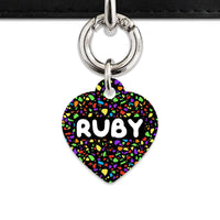 Bailey And Bone Pet Tag Heart / Silver Black Rainbow Terrazzo Pet Tag