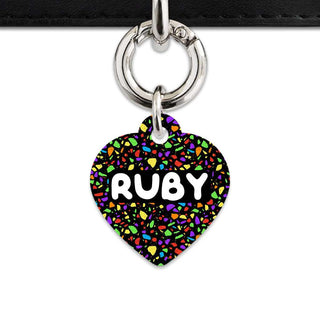 Bailey And Bone Pet Tag Heart / Silver Black Rainbow Terrazzo Pet Tag