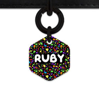 Bailey And Bone Pet Tag Hexagon / Black Black Rainbow Terrazzo Pet Tag