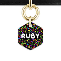 Bailey And Bone Pet Tag Hexagon / Gold Black Rainbow Terrazzo Pet Tag