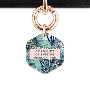 Bailey And Bone Pet Tag Pink And Green Palms Pet Tag