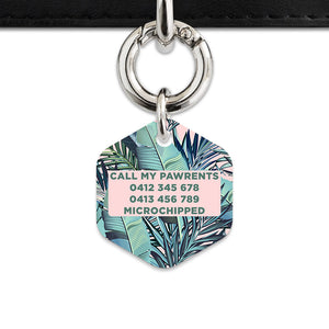 Bailey And Bone Pet Tag Pink And Green Palms Pet Tag