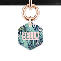 Bailey And Bone Pet Tag Pink And Green Palms Pet Tag