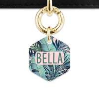 Bailey And Bone Pet Tag Pink And Green Palms Pet Tag