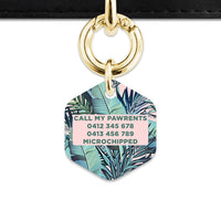 Bailey And Bone Pet Tag Pink And Green Palms Pet Tag