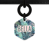 Bailey And Bone Pet Tag Pink And Green Palms Pet Tag