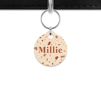 Bailey & Bone Mini Pet ID Tag Beige And Brown Terrazzo Mini Pet Tag