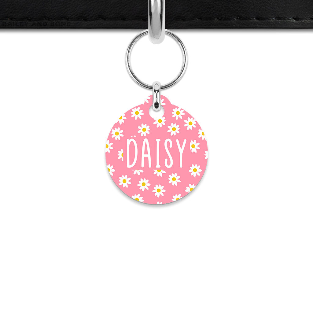 Bailey & Bone Mini Pet ID Tag Pink Daisy Pattern Mini Pet Tag