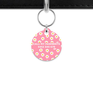 Bailey & Bone Mini Pet ID Tag Pink Daisy Pattern Mini Pet Tag