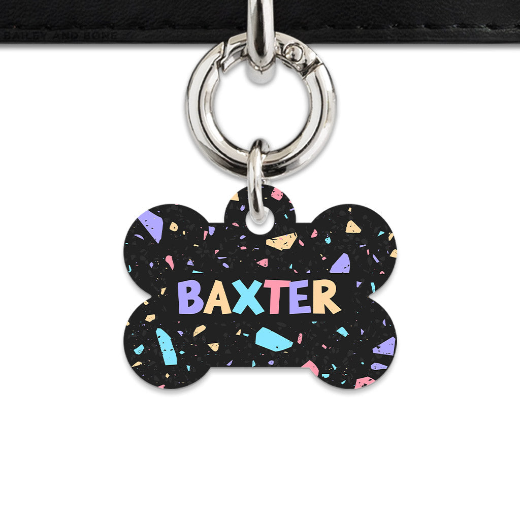 Bailey & Bone Pet ID Tag Black Pastel Terrazzo Pet Tag