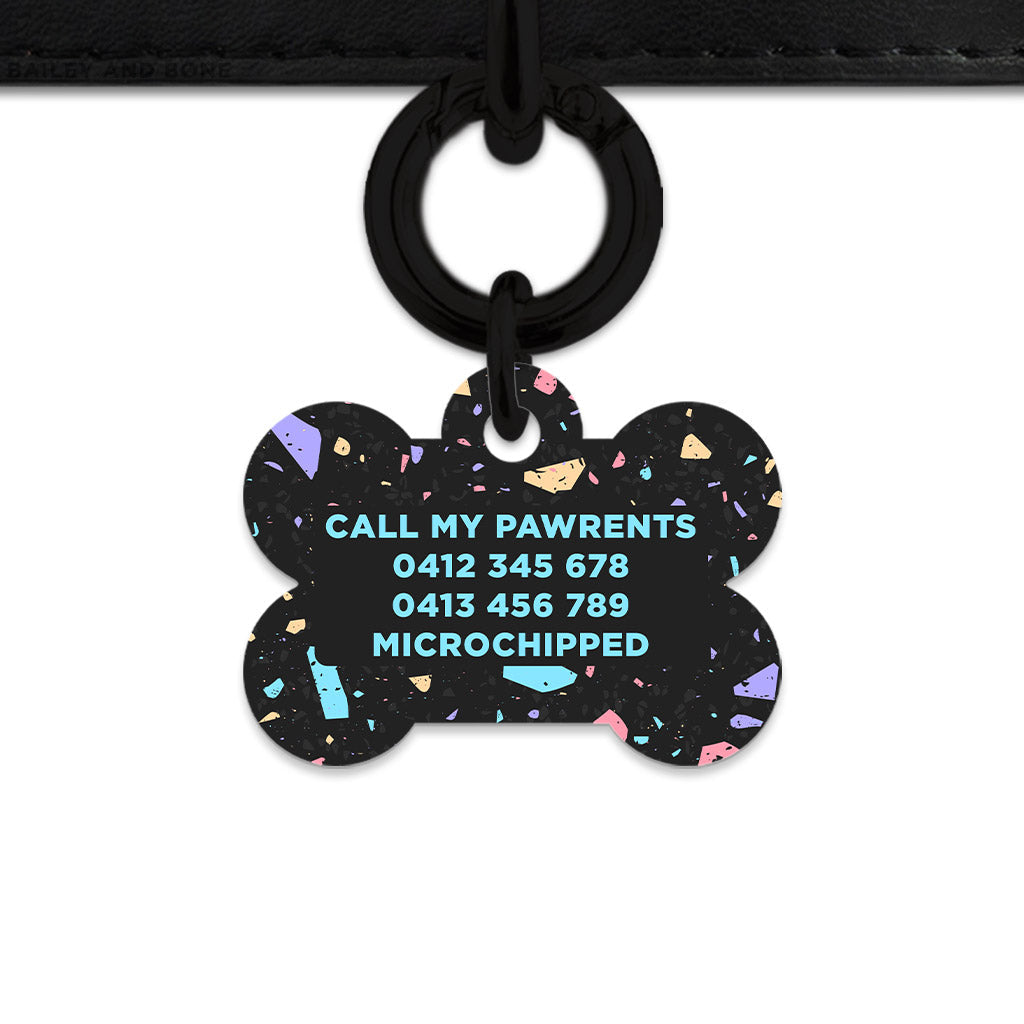 Bailey & Bone Pet ID Tag Black Pastel Terrazzo Pet Tag