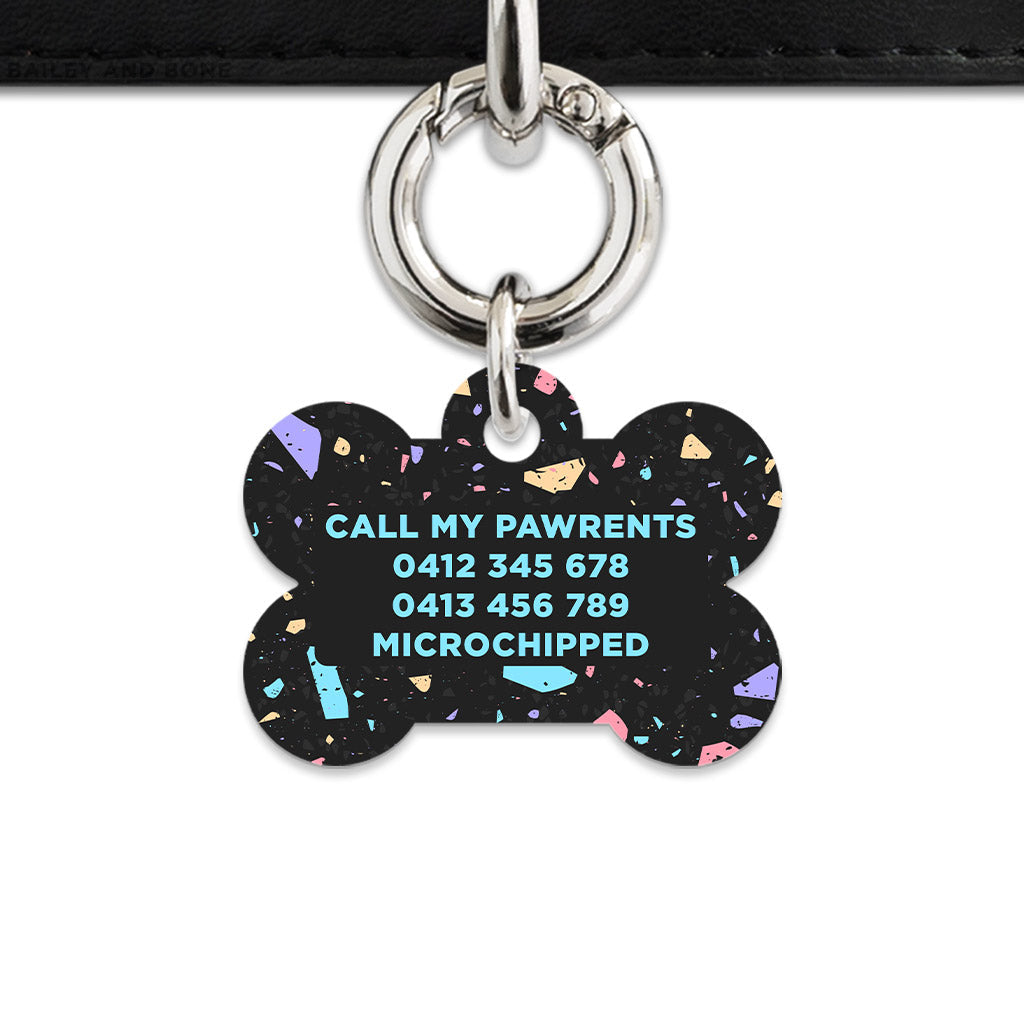 Bailey & Bone Pet ID Tag Black Pastel Terrazzo Pet Tag