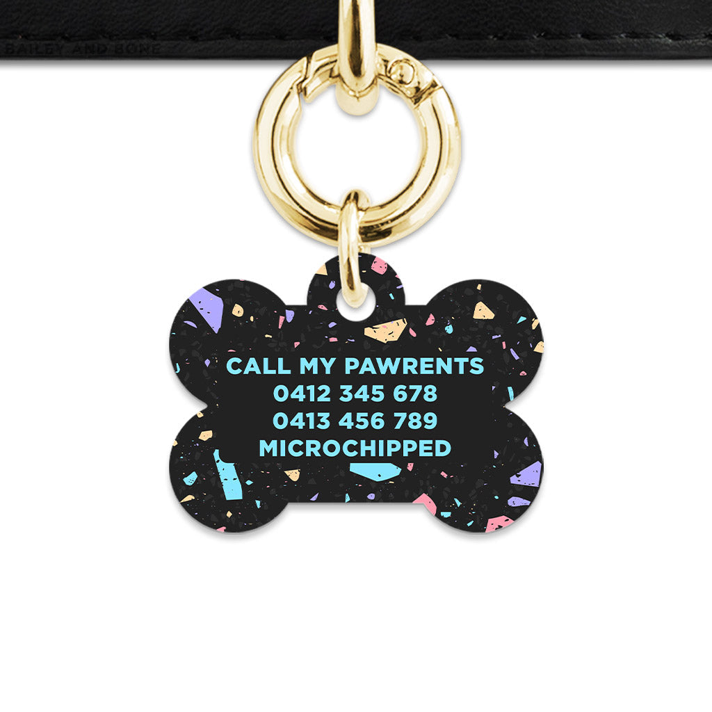 Bailey & Bone Pet ID Tag Black Pastel Terrazzo Pet Tag