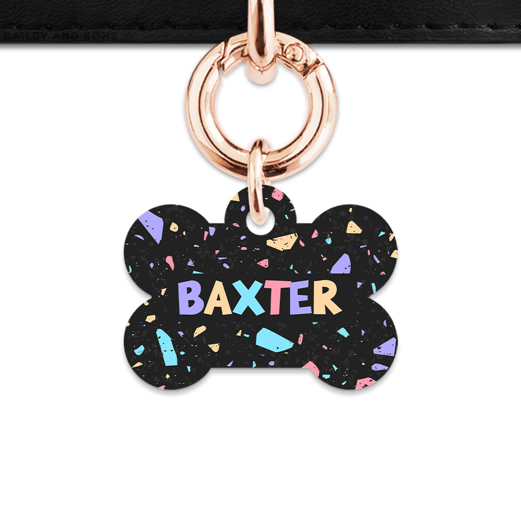 Bailey & Bone Pet ID Tag Black Pastel Terrazzo Pet Tag