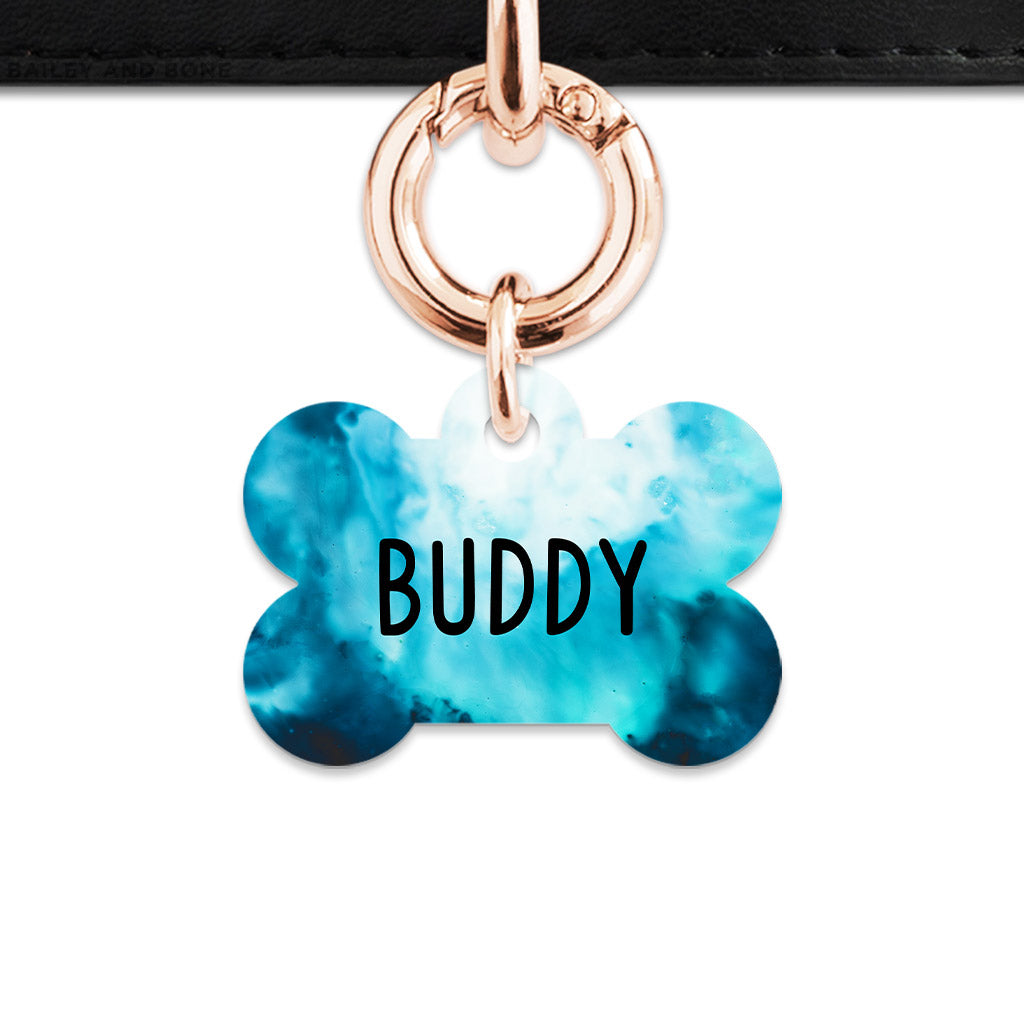 Bailey & Bone Pet ID Tag Blue Marble Tie Dye Pet Tag