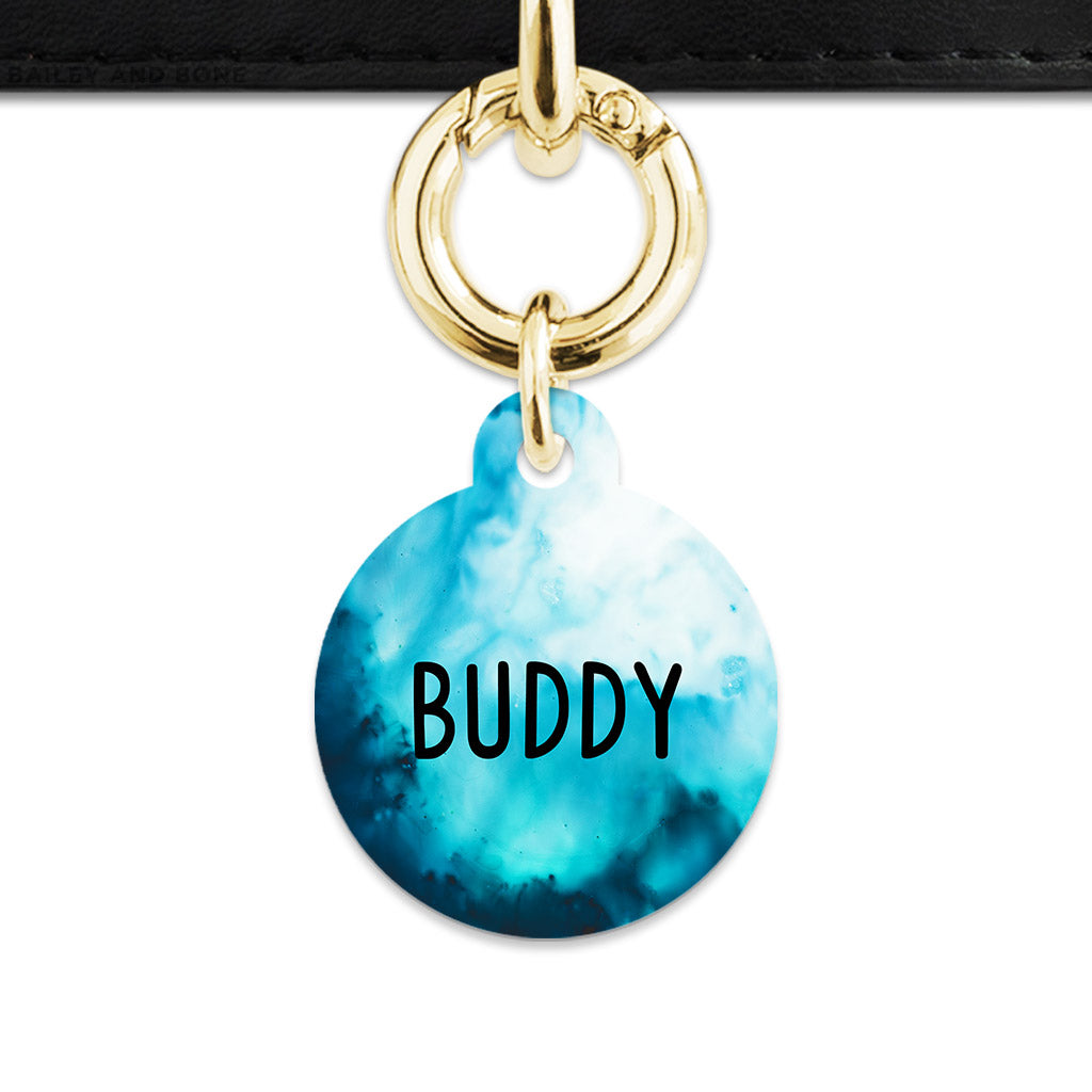 Bailey & Bone Pet ID Tag Blue Marble Tie Dye Pet Tag