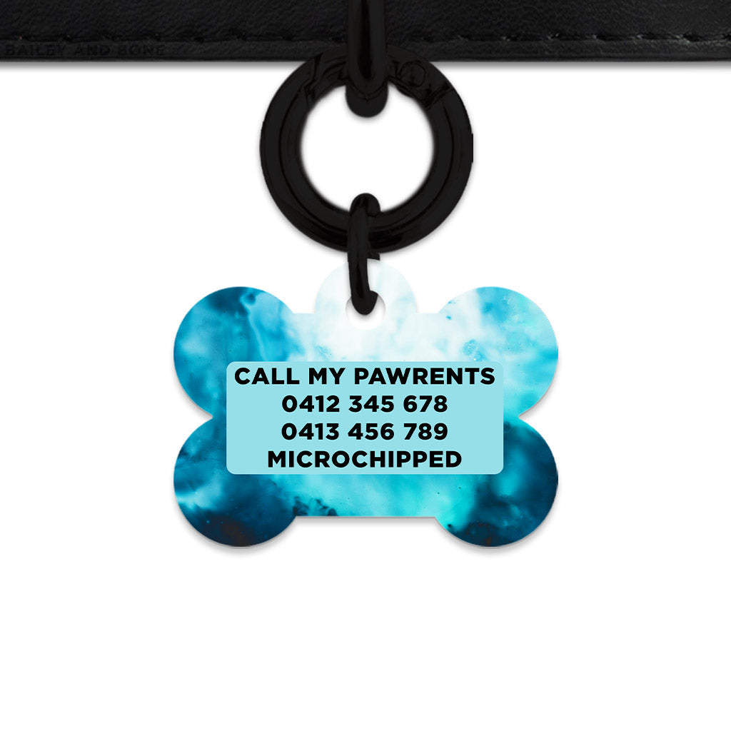 Bailey & Bone Pet ID Tag Blue Marble Tie Dye Pet Tag