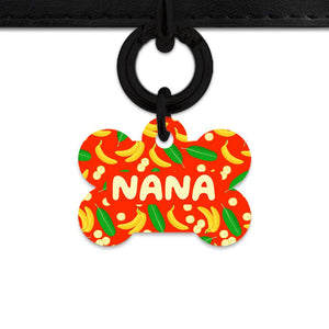 Bailey&Bone Pet Tag Bone / Black Bananas Pattern Pet Tag