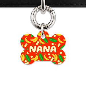 Bailey&Bone Pet Tag Bone / Silver Bananas Pattern Pet Tag