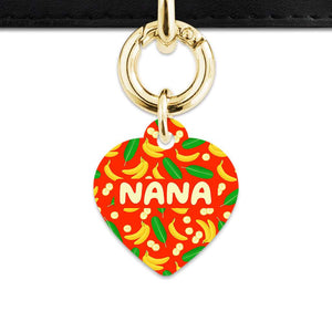 Bailey&Bone Pet Tag Heart / Gold Bananas Pattern Pet Tag