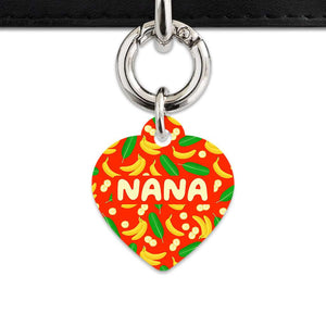 Bailey&Bone Pet Tag Heart / Silver Bananas Pattern Pet Tag