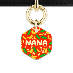 Bailey&Bone Pet Tag Hexagon / Gold Bananas Pattern Pet Tag