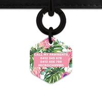Bailey&Bone Pet Tag Pink And Green Tropical Flowers Pet Tag