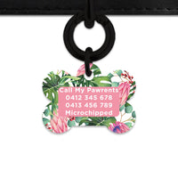 Bailey&Bone Pet Tag Pink And Green Tropical Flowers Pet Tag
