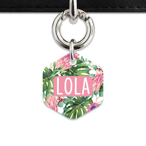 Bailey&Bone Pet Tag Pink And Green Tropical Flowers Pet Tag