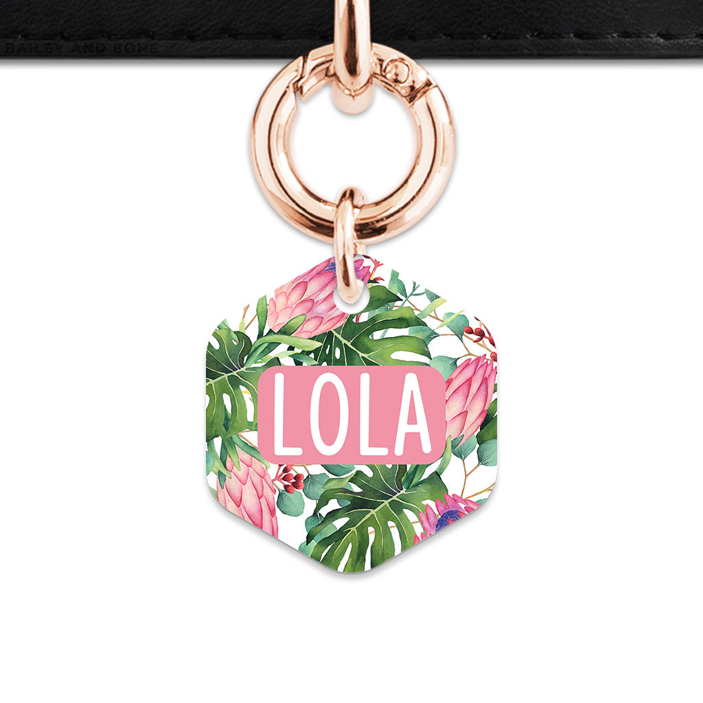 Bailey&Bone Pet Tag Pink And Green Tropical Flowers Pet Tag