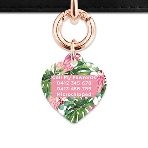 Bailey&Bone Pet Tag Pink And Green Tropical Flowers Pet Tag