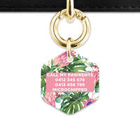 Bailey&Bone Pet Tag Pink And Green Tropical Flowers Pet Tag