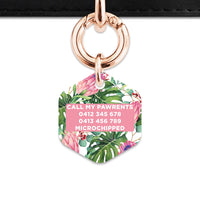 Bailey&Bone Pet Tag Pink And Green Tropical Flowers Pet Tag