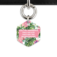 Bailey&Bone Pet Tag Pink And Green Tropical Flowers Pet Tag