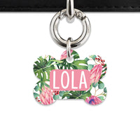 Bailey&Bone Pet Tag Pink And Green Tropical Flowers Pet Tag
