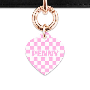 Bailey&Bone Pet Tag Pink And White Checkers Pet Tag