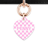 Bailey&Bone Pet Tag Pink And White Checkers Pet Tag