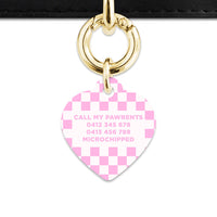 Bailey&Bone Pet Tag Pink And White Checkers Pet Tag