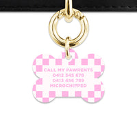 Bailey&Bone Pet Tag Pink And White Checkers Pet Tag