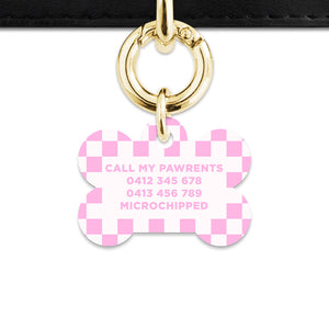 Bailey&Bone Pet Tag Pink And White Checkers Pet Tag